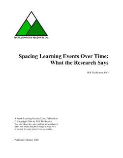 Spacing Learning Events Over Time: What the Research