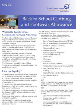Back to School Clothing and Footwear Allowance