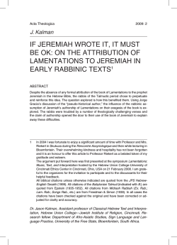 If JEREMIAH WROTE IT, IT MUST BE Ok: ON THE ATTRIBUTION Of
