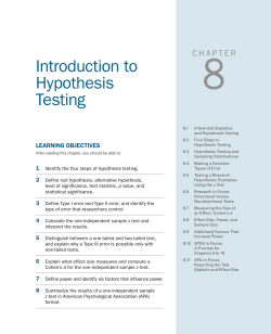 Chapter 8 - Introduction to Hypothesis Testing