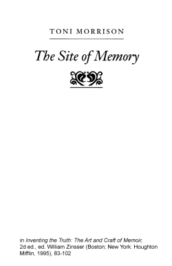 Toni Morrison: The Site of Memory