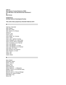 Index to New Hanover County Abstracts of Wills from Will Book AB
