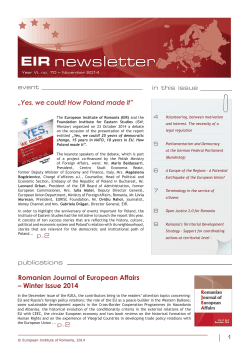 „Yes, we could! How Poland made it” Romanian Journal of