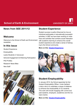News from SEE 2011/12 Welcome In this issue Student Experience
