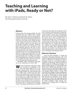 Teaching and Learning with iPads, Ready or Not? W