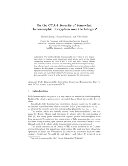 On the CCA-1 Security of Somewhat Homomorphic Encryption over