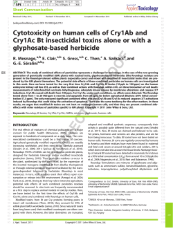 Cytotoxicity on human cells of Cry1Ab and Cry1Ac Bt
