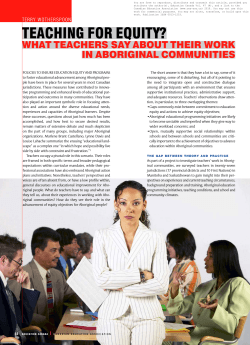 What Teachers Say about their Work in Aboriginal Communities