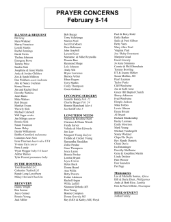 PRAYER CONCERNS February 8