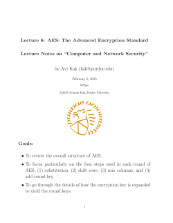 Lecture 8: AES: The Advanced Encryption Standard Lecture Notes