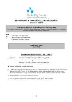 Traffic News - 7th to 13th February 2015