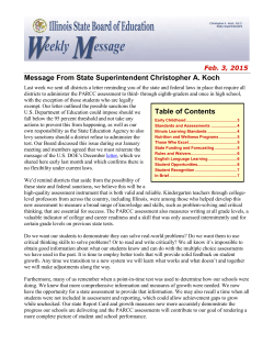 Illinois State Board of Education Weekly Message, February 3, 2015