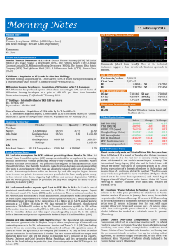 Morning Notes - Lanka Securities (Pvt)