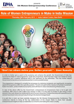 Role of Women Entrepreneurs in Make in India Mission