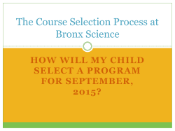 The Course Selection Process at Bronx Science