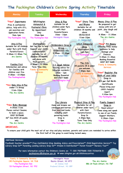 The Packington Children`s Centre Spring Activity Timetable
