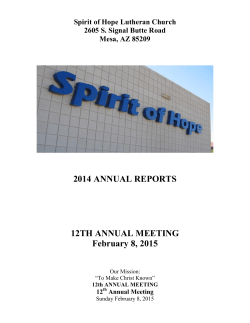 Spirit of Hope`s annual report - Spirit of Hope Lutheran Church