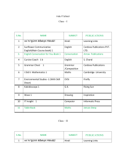 Class – I Class – II S.No. NAME SUBJECT