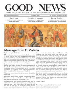 Message from Fr. Catalin - Annunciation Greek Orthodox Church