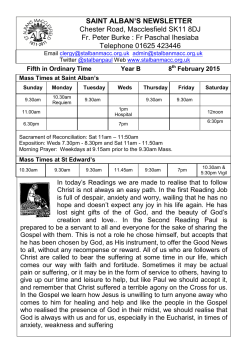 This Week`s Newsletter - St Alban`s Church, Macclesfield