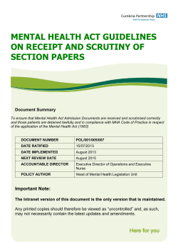 mental health act guidelines on receipt and scrutiny of section papers