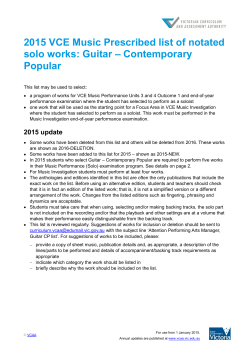 2015 VCE Music Prescribed list of notated solo works: Guitar