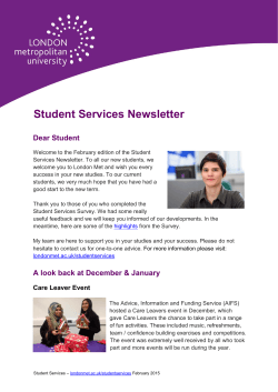 Student Services Newsletter - London Metropolitan University