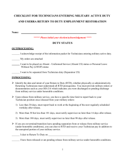 checklist for technicians entering military active duty and userra