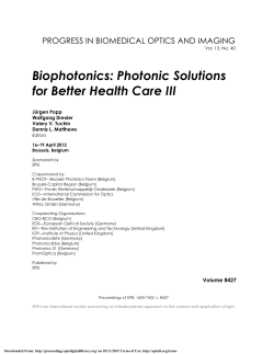 Biophotonics: Photonic Solutions for Better Health Care III