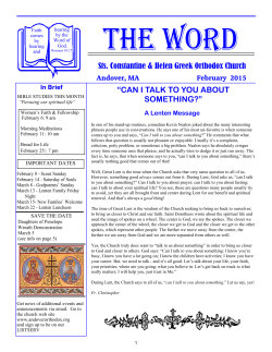 Parish Newsletter - Sts. Constantine and Helen Greek Orthodox