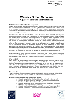 Warwick Sutton Scholars