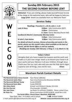 Pew Sheet - Wareham Churches