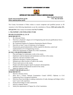 new job vacancies - Meru County Government