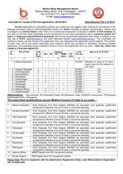 Advt No. 3 of 2014 - Bhakra Beas Management Board