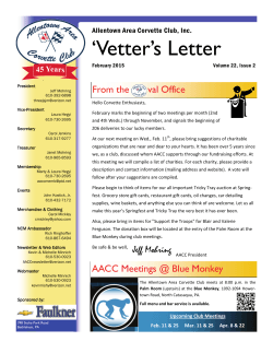 `Vetter`s Letter - Allentown Area Corvette Club