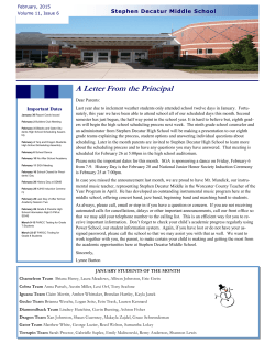A Letter From the Principal