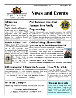 February/March Newsletter. - Port Colborne Public Library