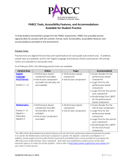 PARCC Tools, Accessibility Features, and Accommodations