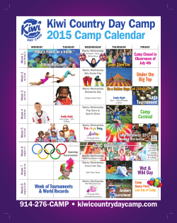 Kiwi Country Day Camp 2015 Camp Calendar