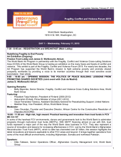 1 World Bank Headquarters 1818 H St. NW, Washington, DC DAY 1