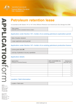 Application for a petroleum retention lease