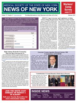 NEWS OF NEW YORK - Medical Society of the State of New York
