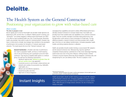 The Health System as the General Contractor