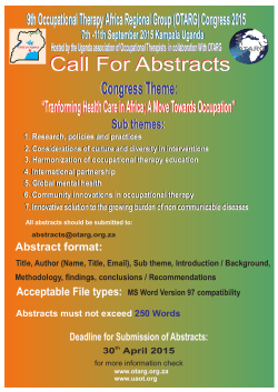 Call For Abstracts - Occupational Therapy Africa Regional Group