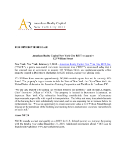 Read Press Release - American Realty Capital New York City REIT