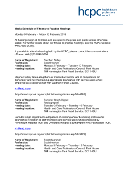 Media Schedule of Fitness to Practise Hearings