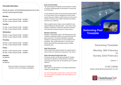Swimming Pool Timetable