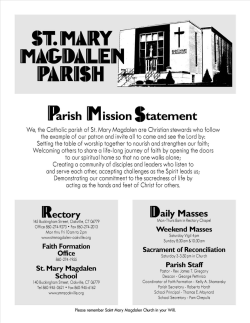 Sunday Bulletin - St. Mary Magdalen RC Church, Oakville, CT