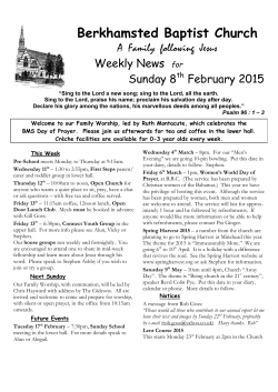 News Sheet - Berkhamsted Baptist Church