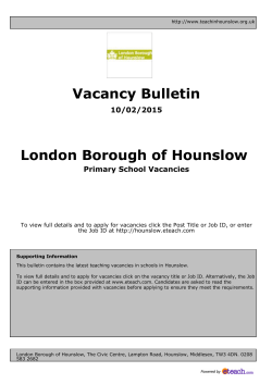 Vacancy Bulletin London Borough of Hounslow
